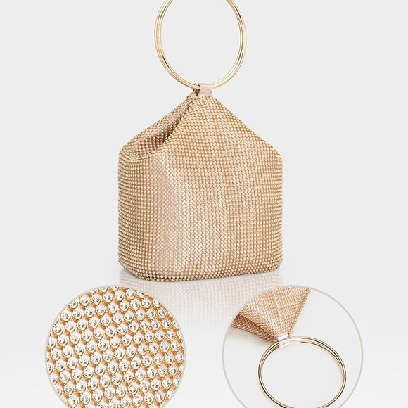 Women's Rhinestone Clutch Purse Satin Sparkly Glitter Evening Bag for Party - Picture 2 of 7